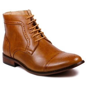 Metrocharm MC123 Tan Lace Up Oxford Dress Boot